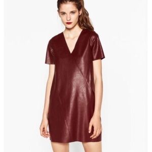 ZARA Vegan Leather Shift Dress